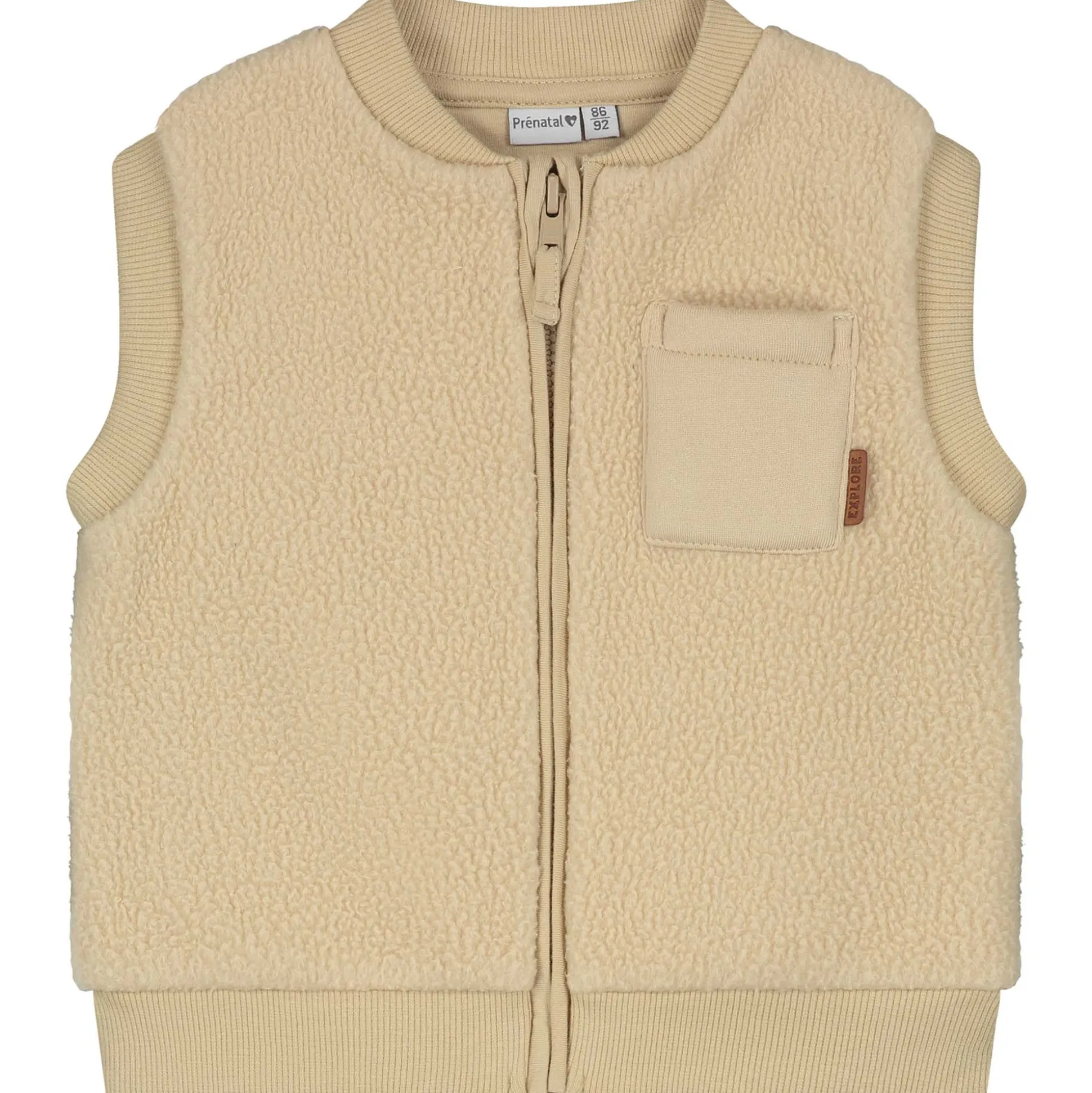 Prénatal baby gilet mouwloos effen beige