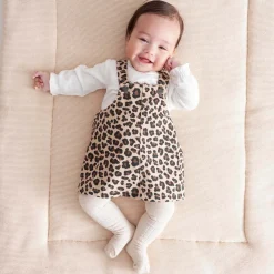 Prénatal baby jurk mouwloos panterprint bruin