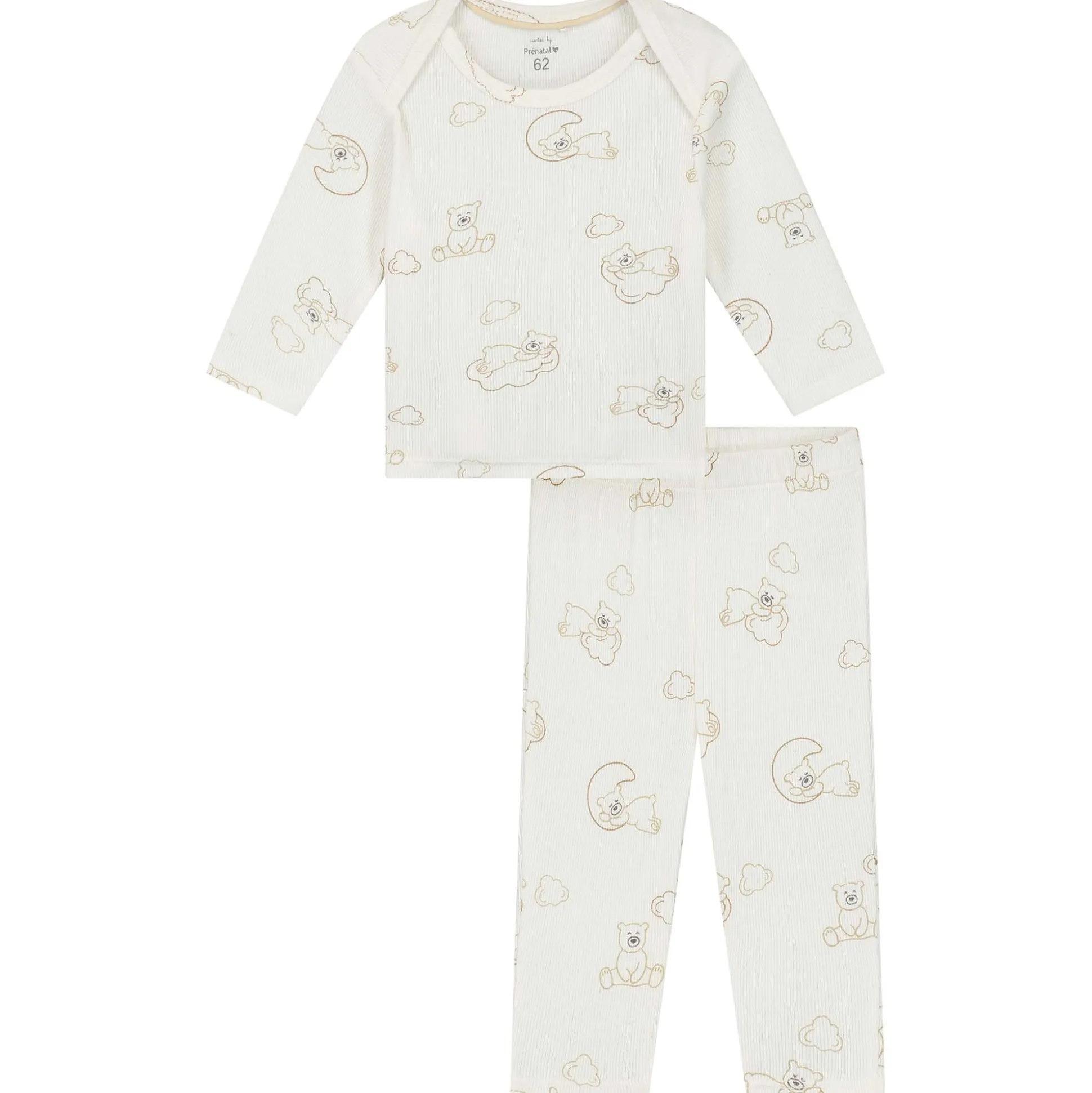 Prénatal baby pyjama beren rib wit