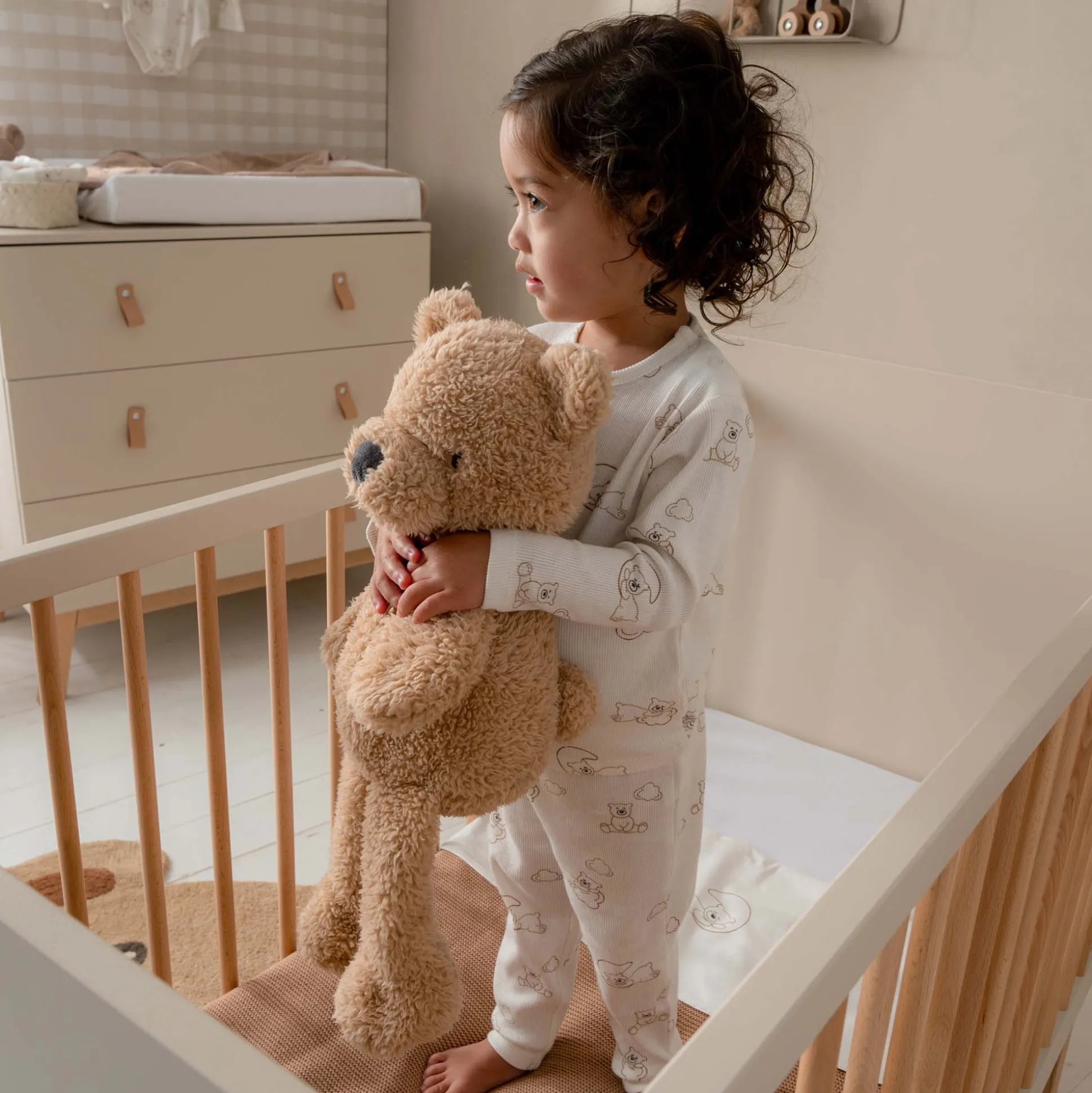 Prénatal baby pyjama beren rib wit