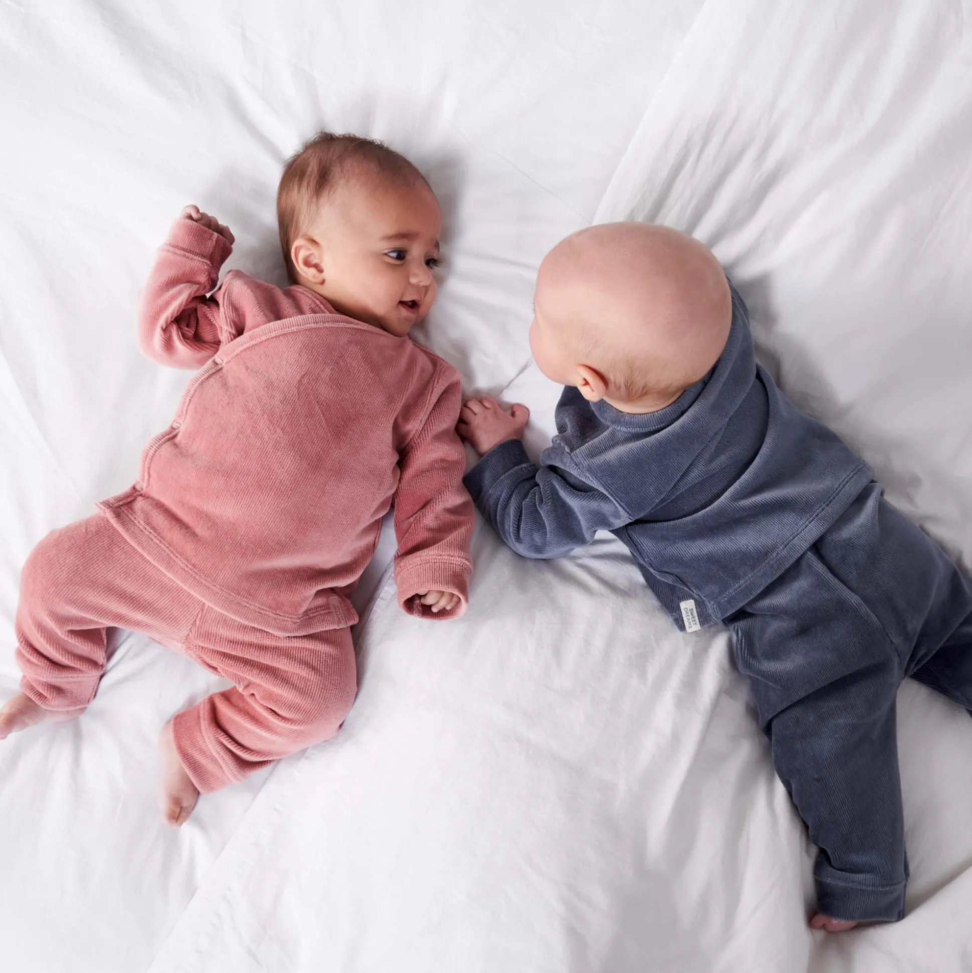 Prénatal baby pyjama rib velour blauw