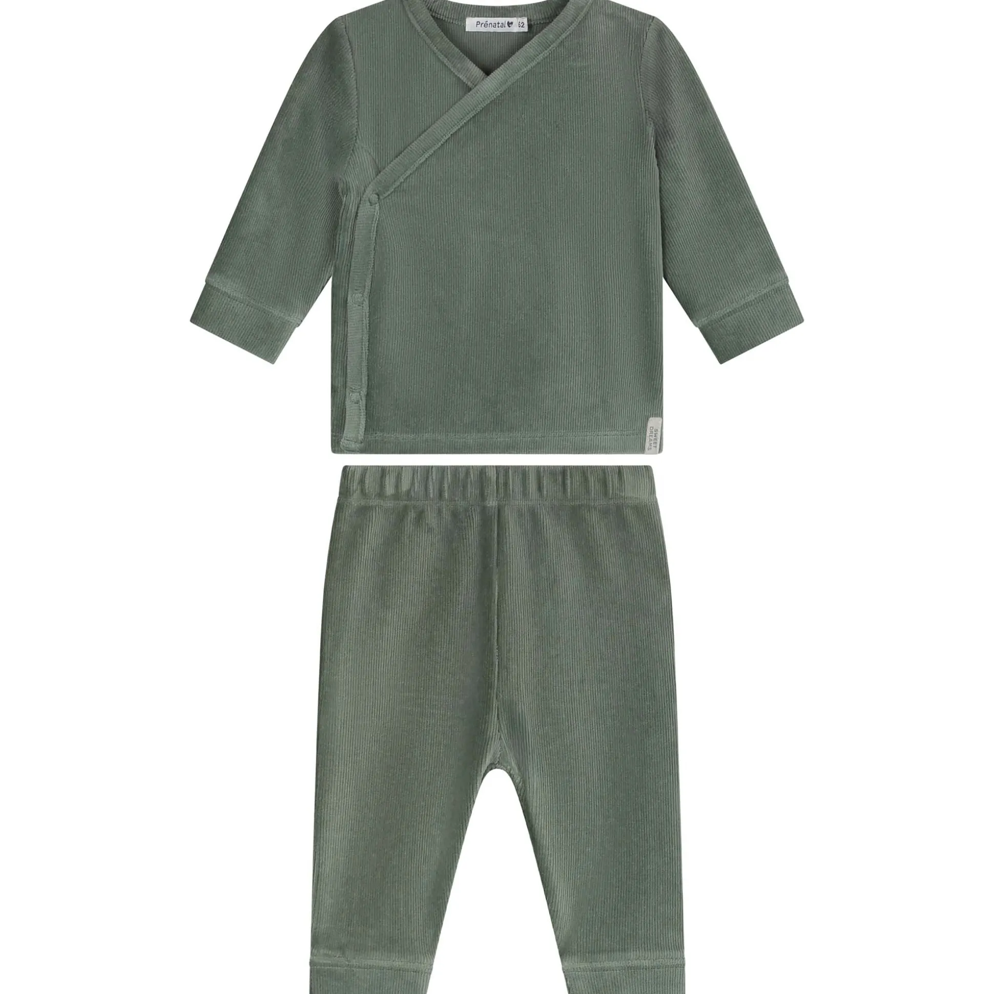 Prénatal baby pyjama rib velour groen