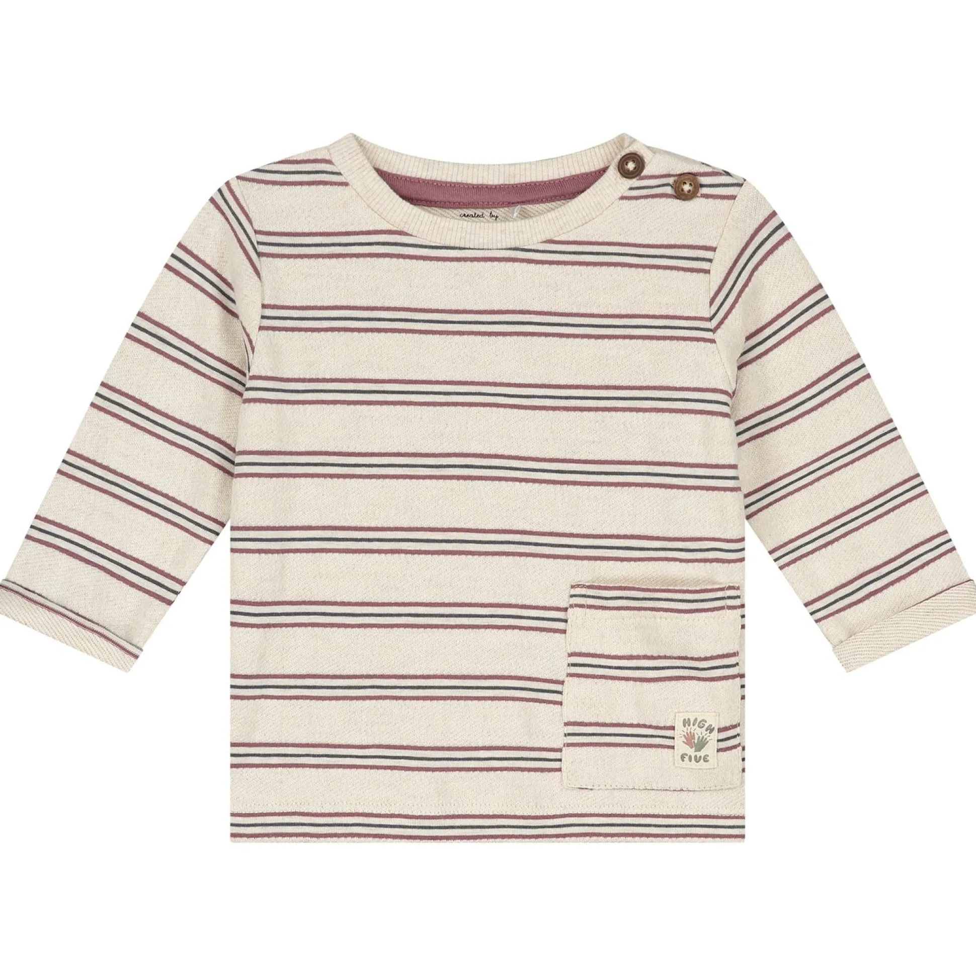 Prénatal baby shirt lange mouwen strepen beige