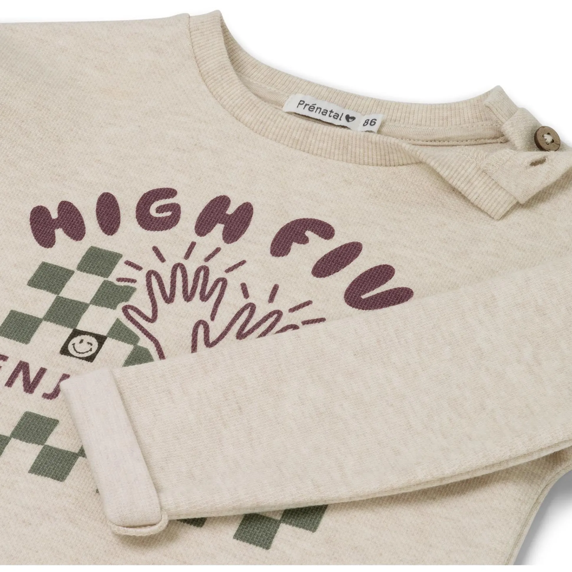 Prénatal baby shirt lange mouwen printopdruk beige