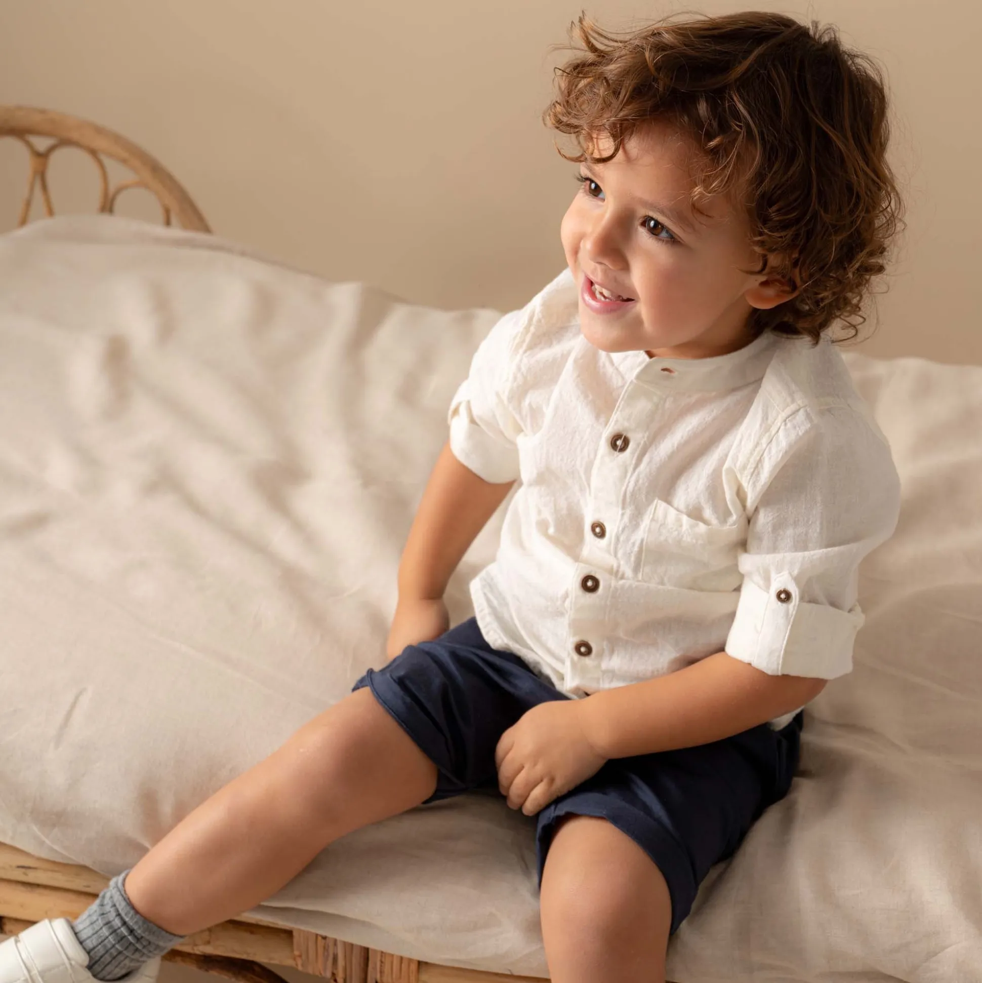 Prénatal baby short effen blauw