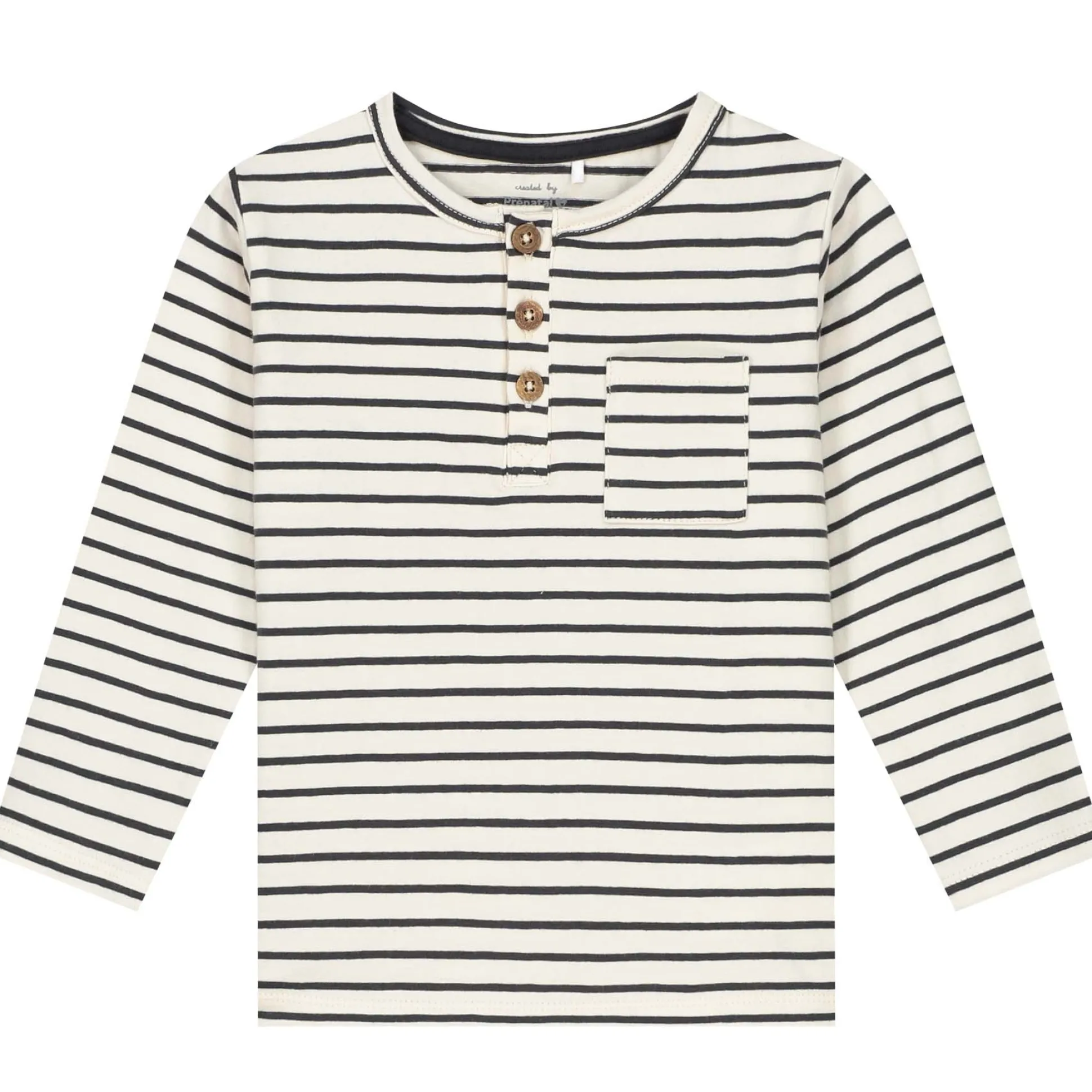 Prénatal baby T-shirt lange mouwen strepen antraciet