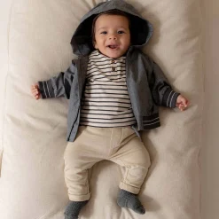 Prénatal baby T-shirt lange mouwen strepen antraciet