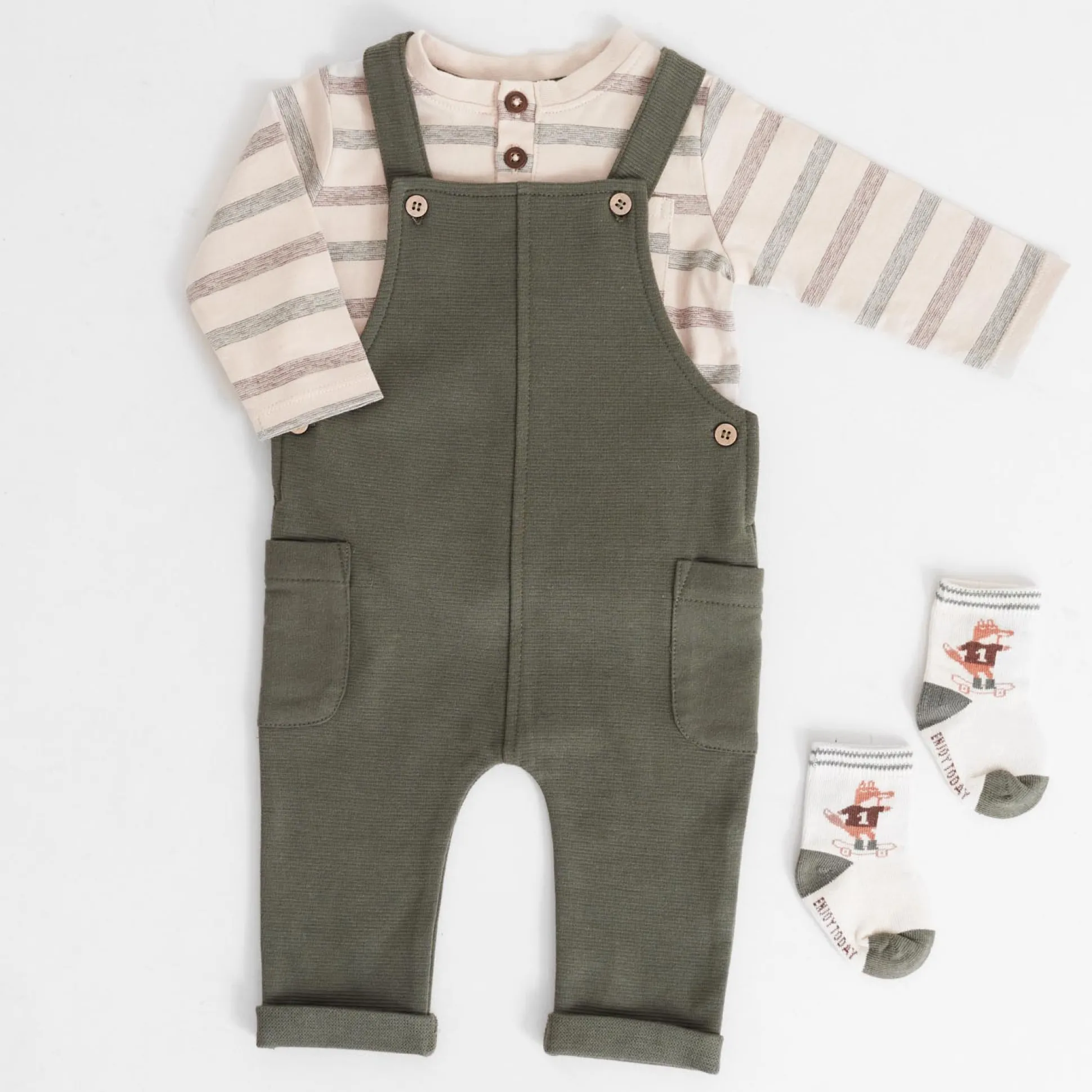 Prénatal baby tuinbroek effen groen