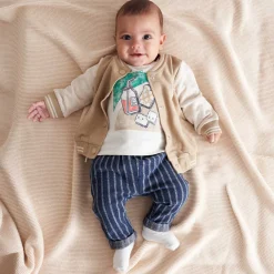 Prénatal baby vest lange mouwen meerkleurig beige