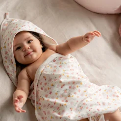 Prénatal badcape Bloem roze