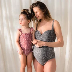 Prénatal badpak mouwloos stippen bruin