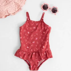 Prénatal badpak vlinders  effen rood