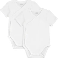 Prénatal basis overslagromper 2-pack korte mouwen effen wit