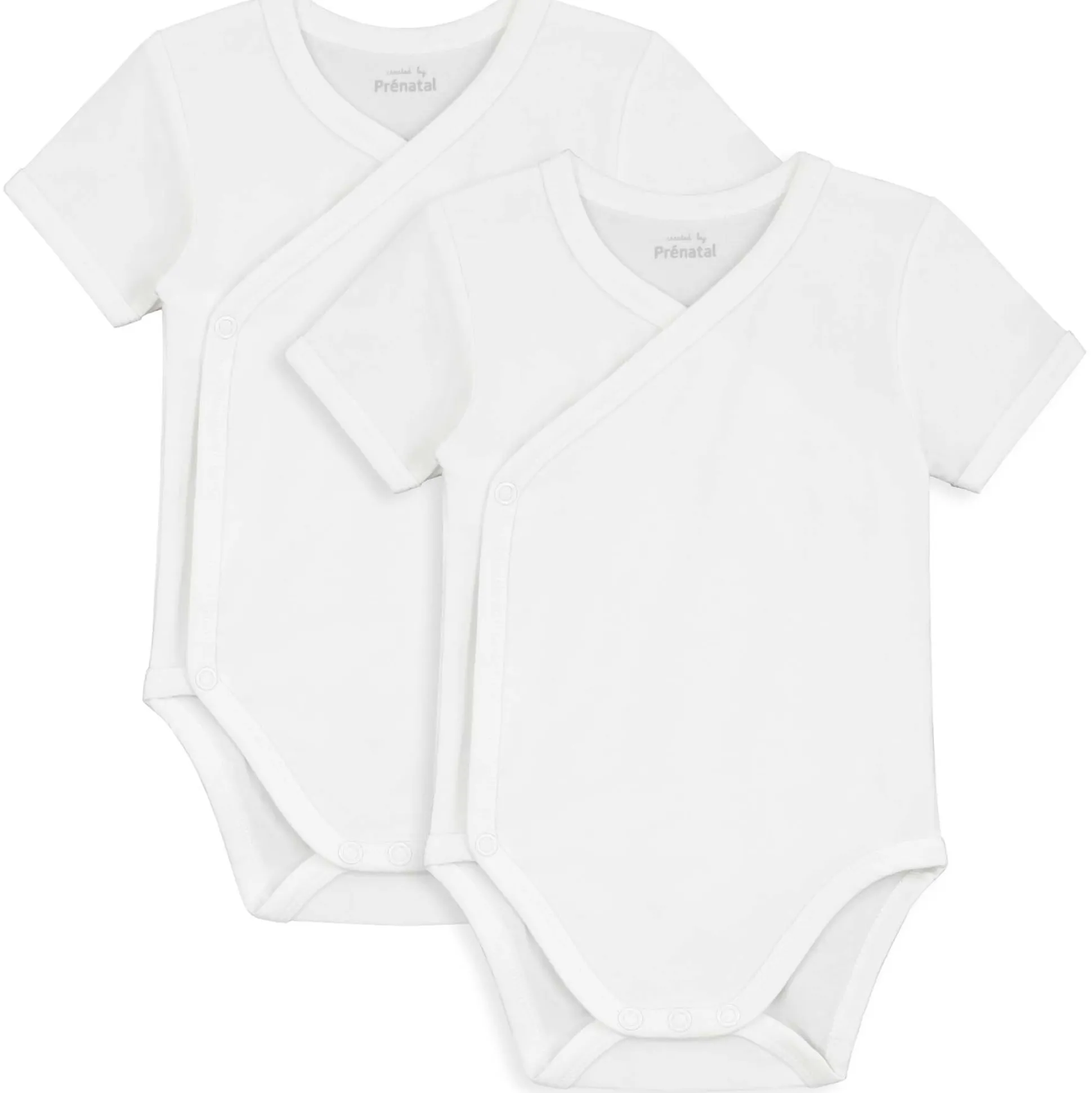 Prénatal basis overslagromper 2-pack korte mouwen effen wit