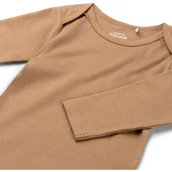 Prénatal basis romper lange mouwen effen bruin