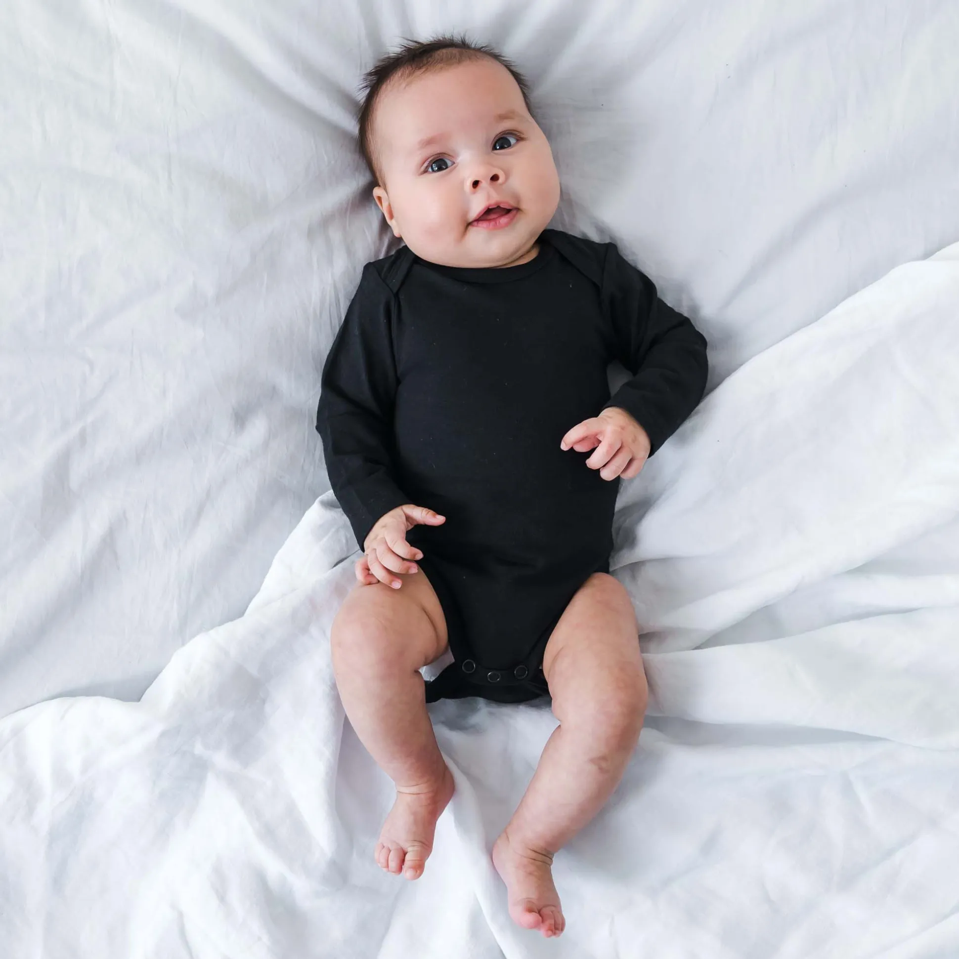Prénatal basis romper lange mouwen effen zwart