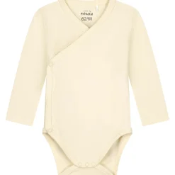 Prénatal basis romper met overslag lange mouwen effen beige