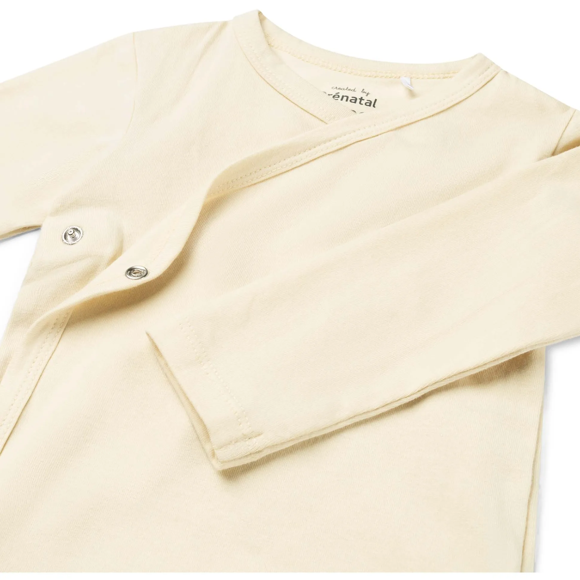 Prénatal basis romper met overslag lange mouwen effen beige