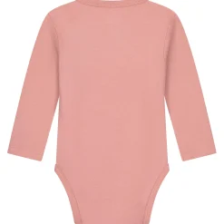 Prénatal basis romper met overslag lange mouwen effen roze