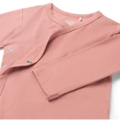 Prénatal basis romper met overslag lange mouwen effen roze