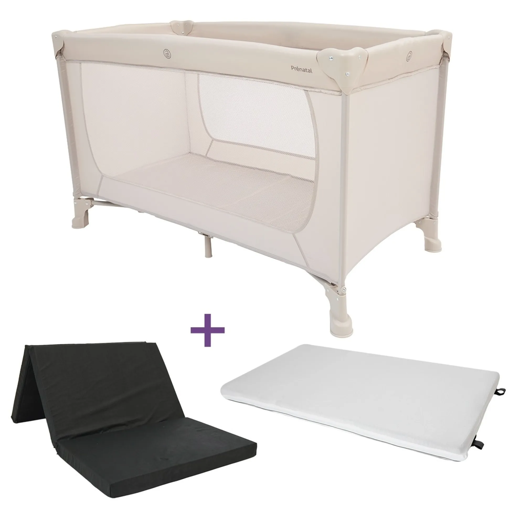 Prénatal campingbed Evi sand met matras & matrashoes