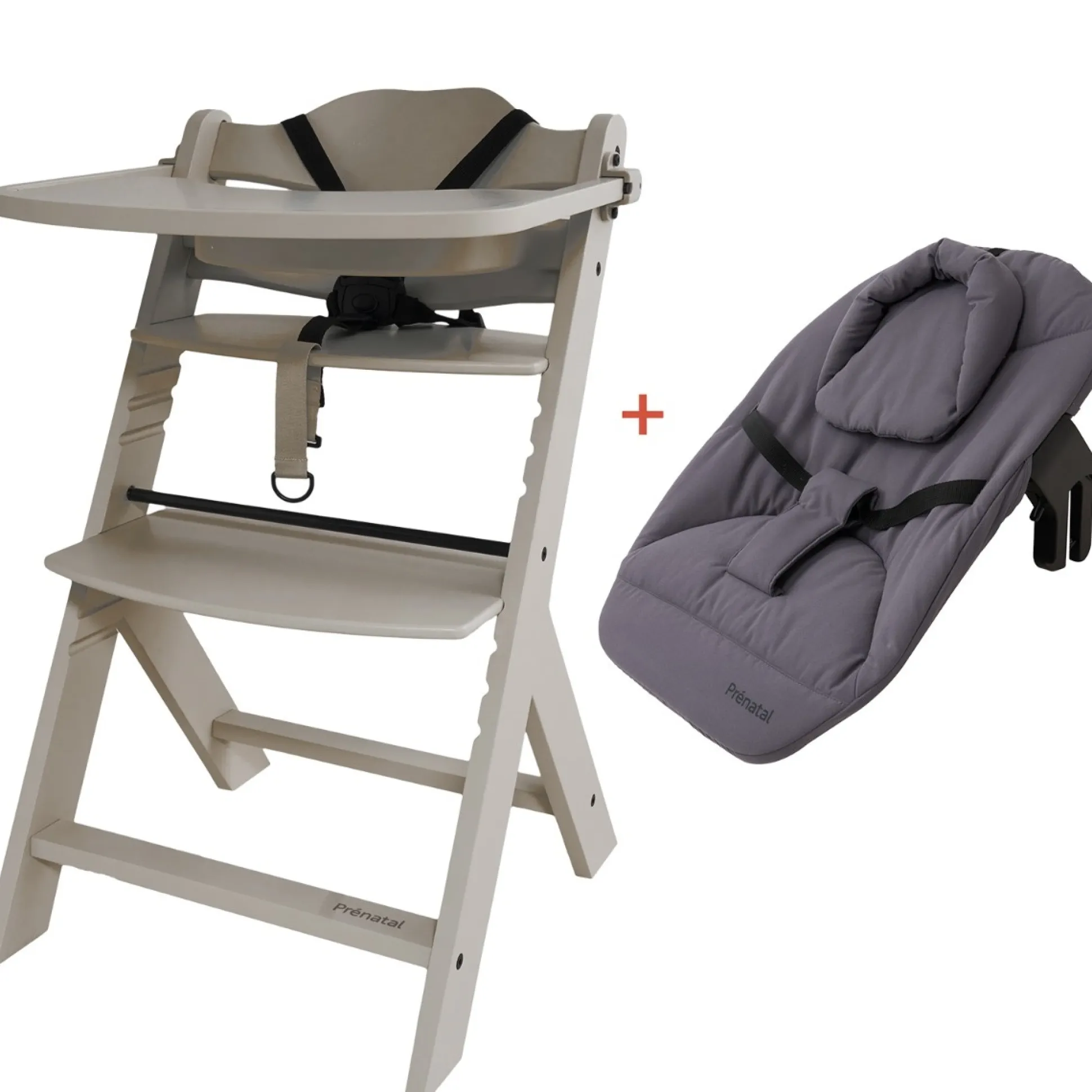 Prénatal houten kinderstoel Evan bundel taupe