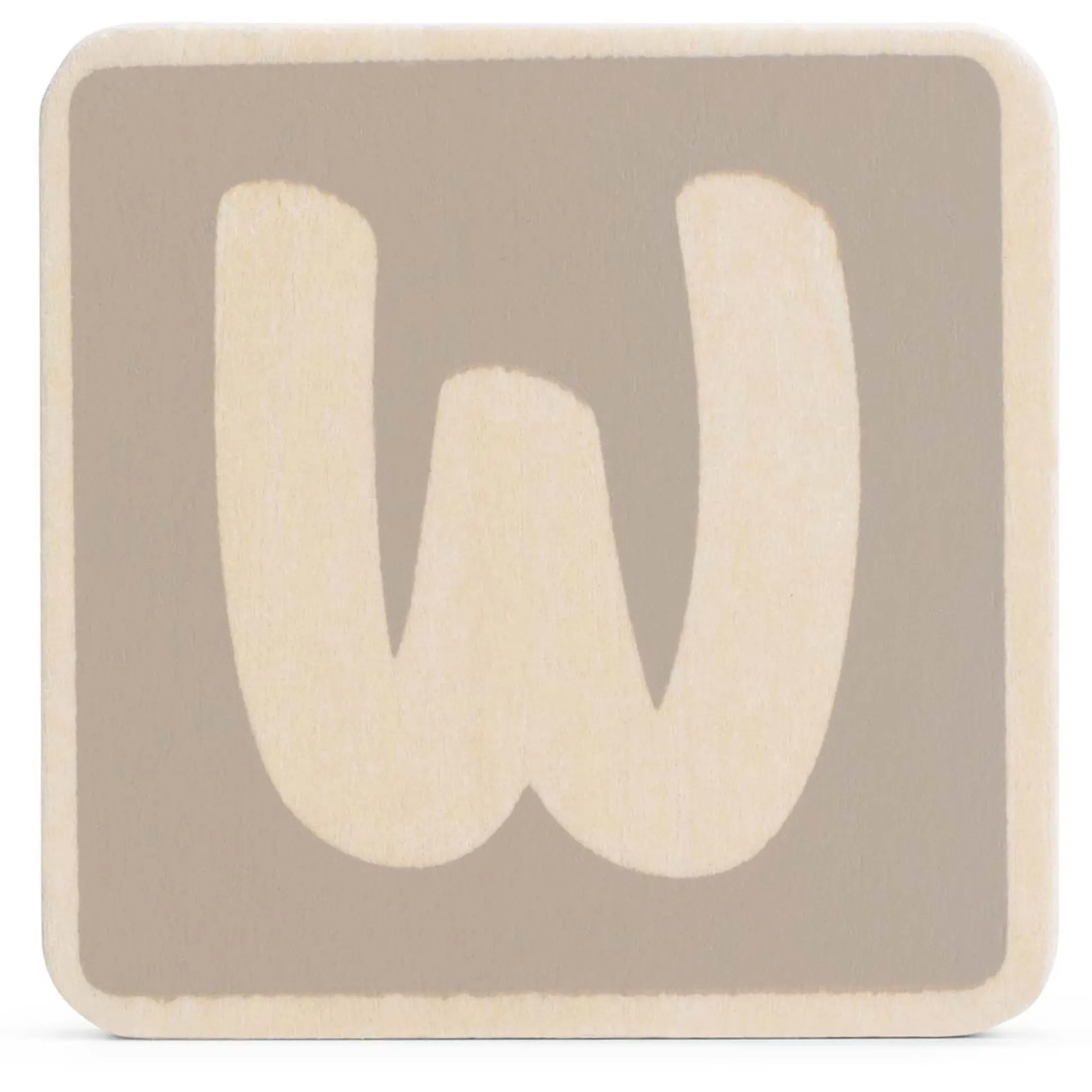 Prénatal houten namentrein letter W Taupebrown