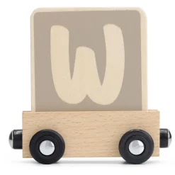 Prénatal houten namentrein letter W Taupebrown
