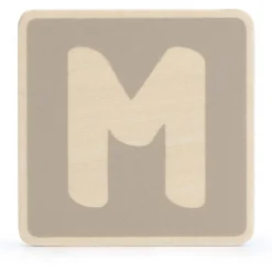 Prénatal houten namentrein letter M Taupebrown