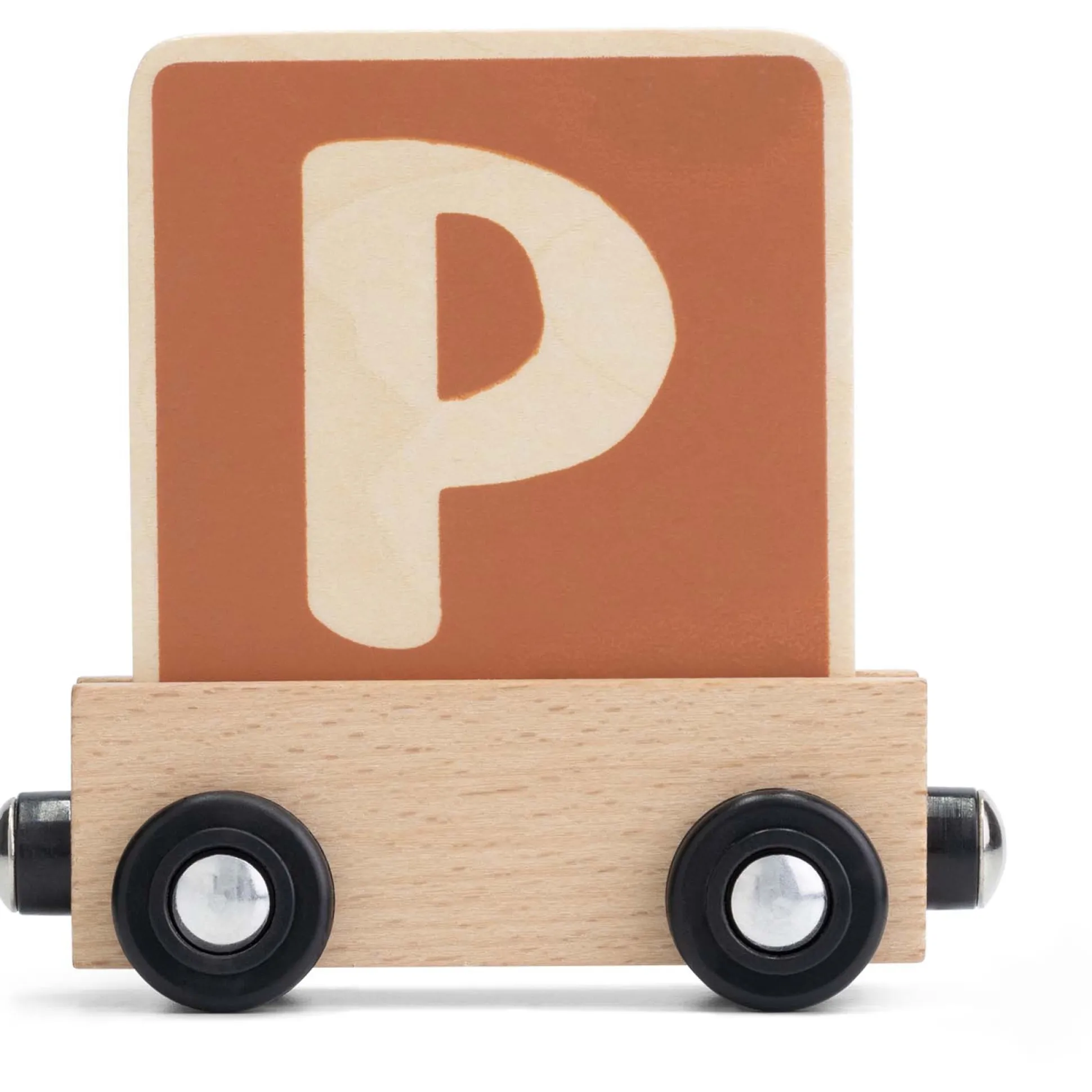 Prénatal houten namentrein letter P Dark Orange Bown