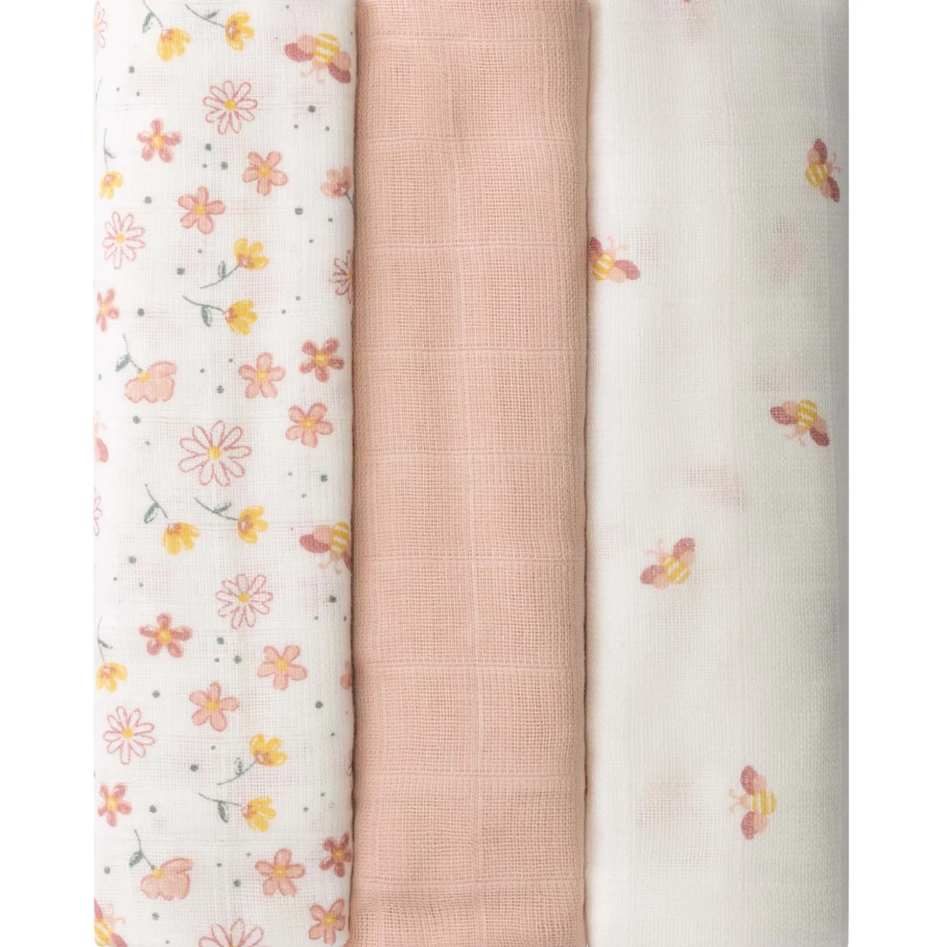 Prénatal hydrofiele luiers bloemen 3 stuks roze