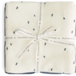 Prénatal hydrofiele luiers vogeltjes 3 stuks  blauw