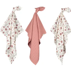 Prénatal hydrofiele luiers bloemen 3 stuks  roze