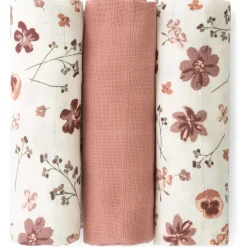 Prénatal hydrofiele luiers bloemen 3 stuks  roze