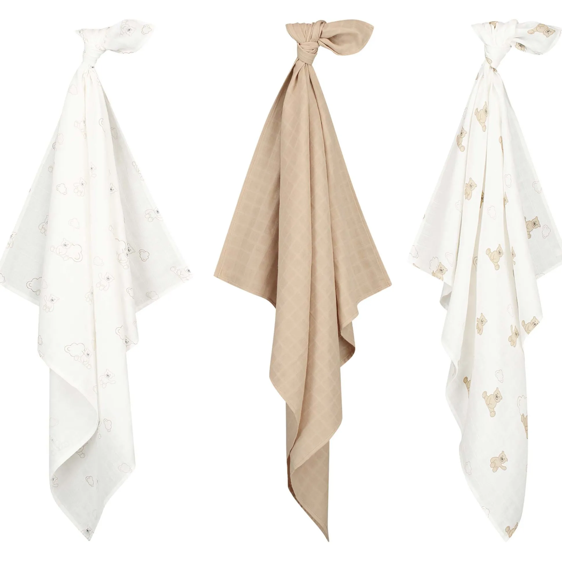 Prénatal hydrofiele luiers beer 3 stuks beige