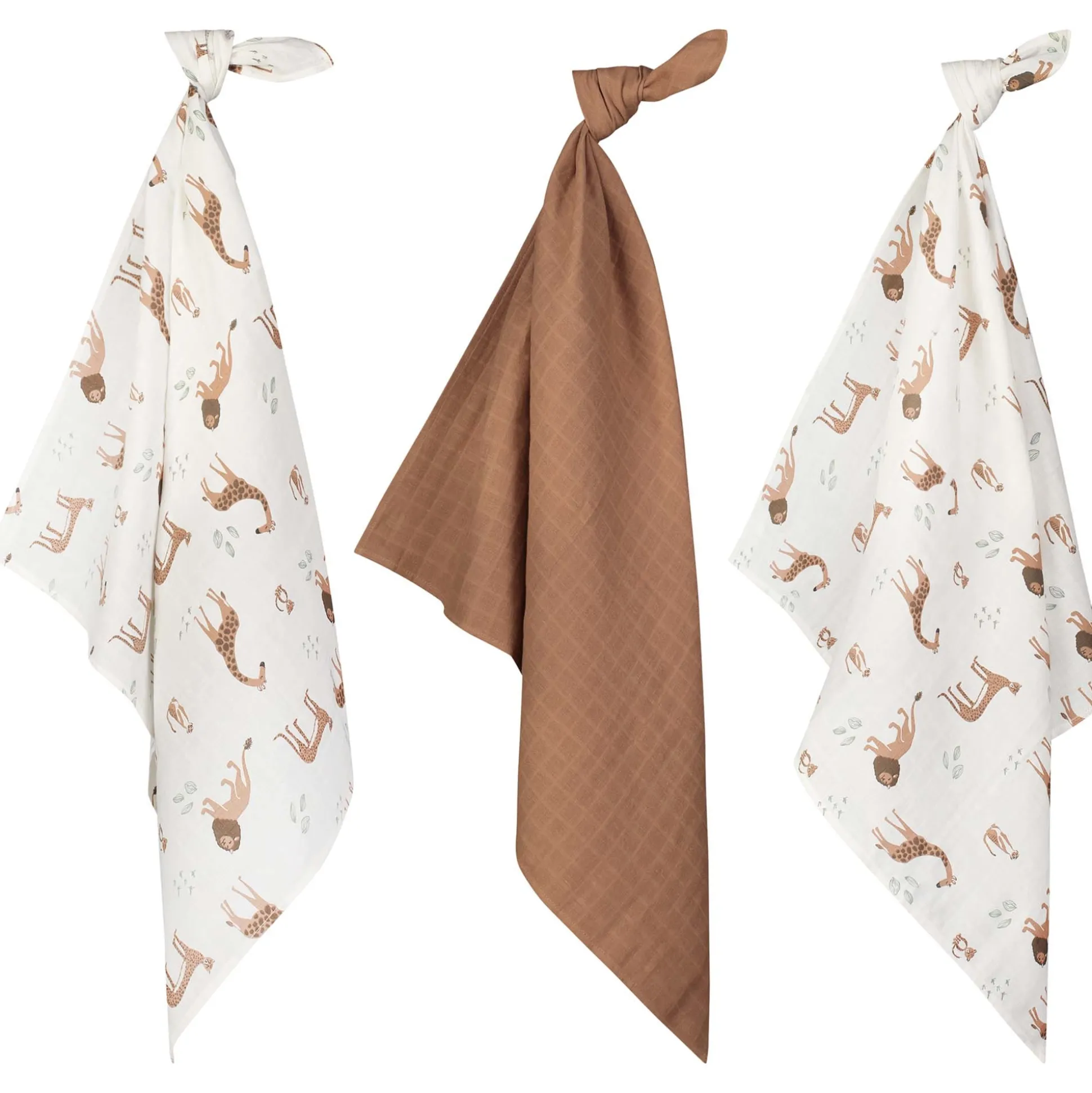 Prénatal hydrofiele luiers safari 3 stuks wit