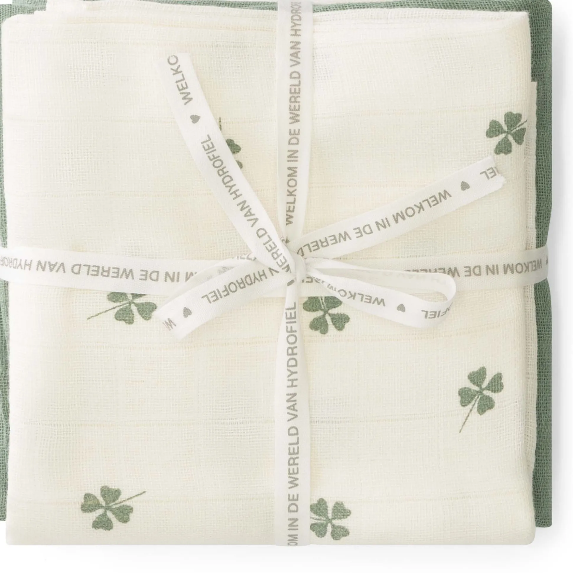 Prénatal hydrofiele luiers klavertjes 3 stuks groen