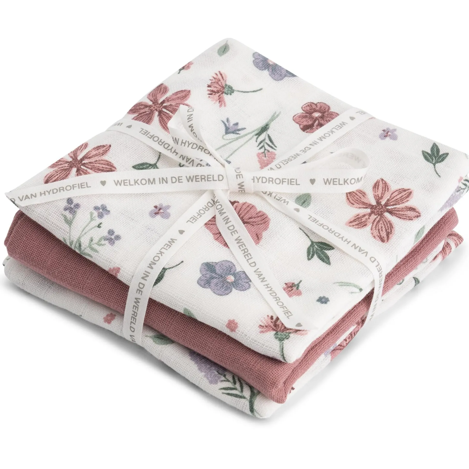 Prénatal hydrofiele luiers Bloem 3 stuks roze