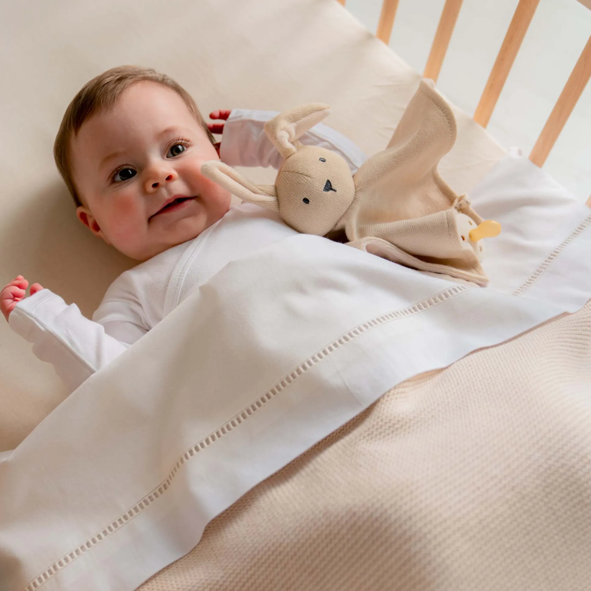 Prénatal ledikantdeken Little Knits wit