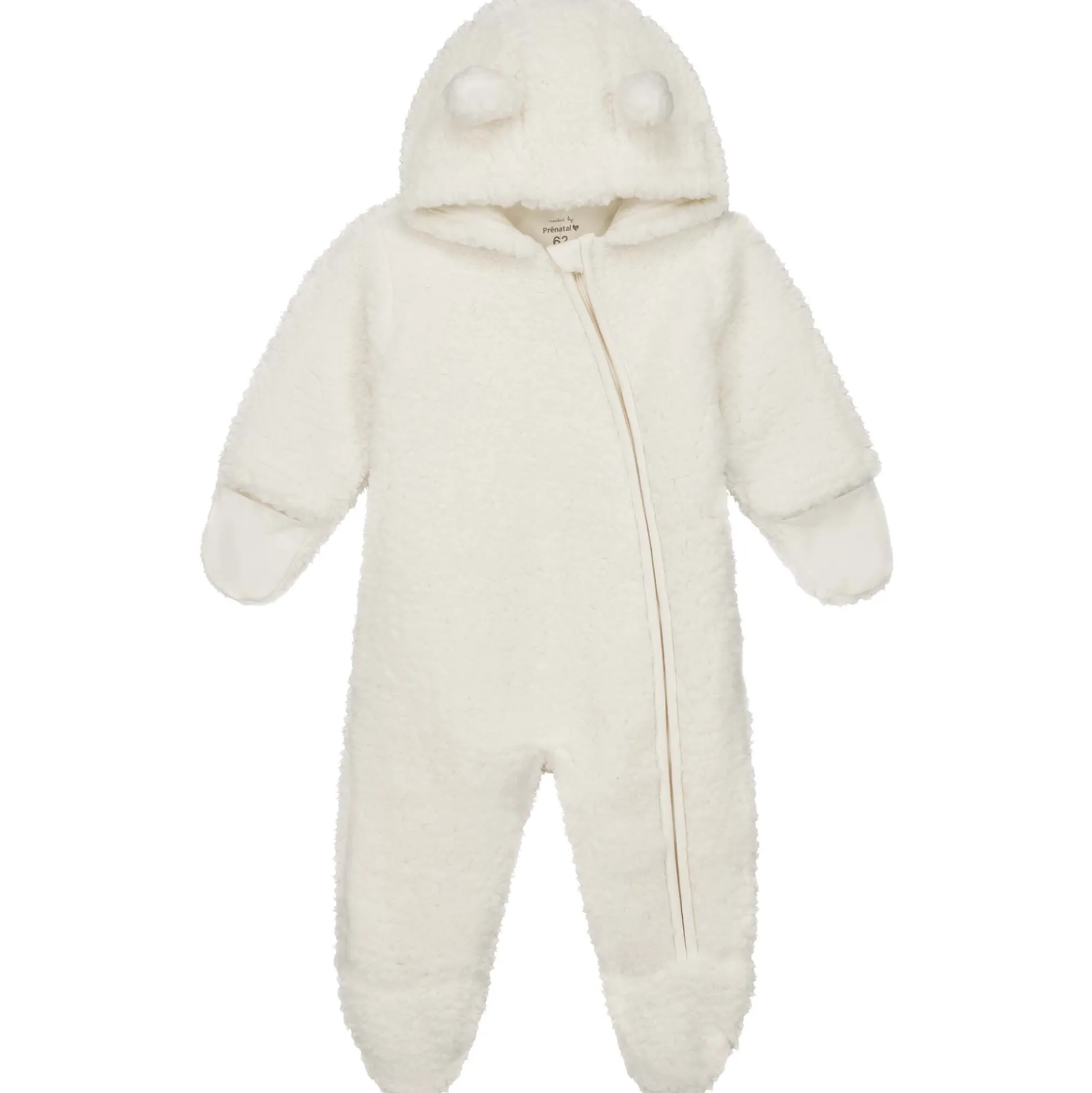 Prénatal newborn berenpak teddy lange mouwen effen wit