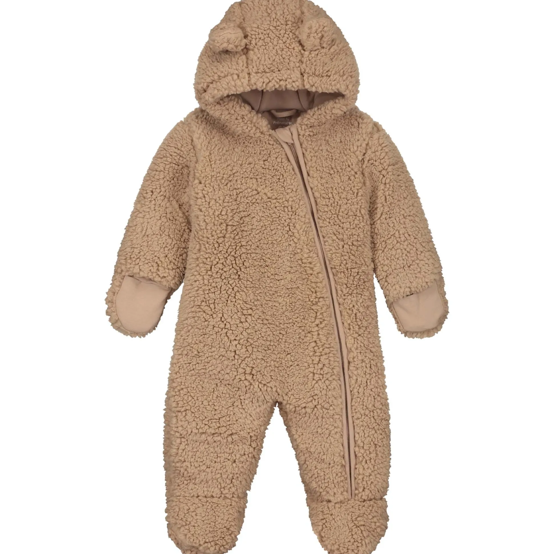Prénatal newborn berenpak teddy lange mouwen effen taupe