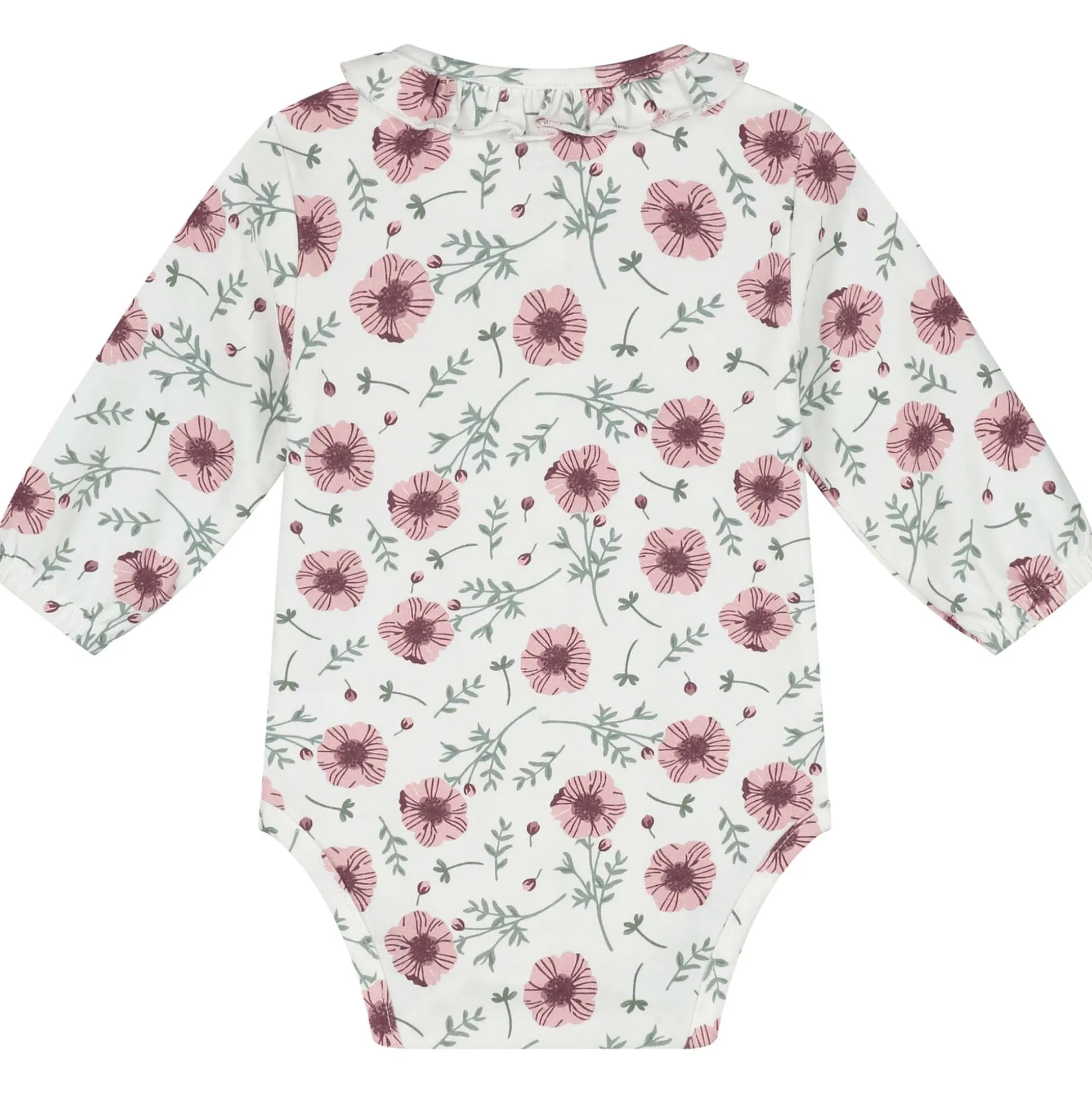 Prénatal newborn body lange mouwen bloemen wit