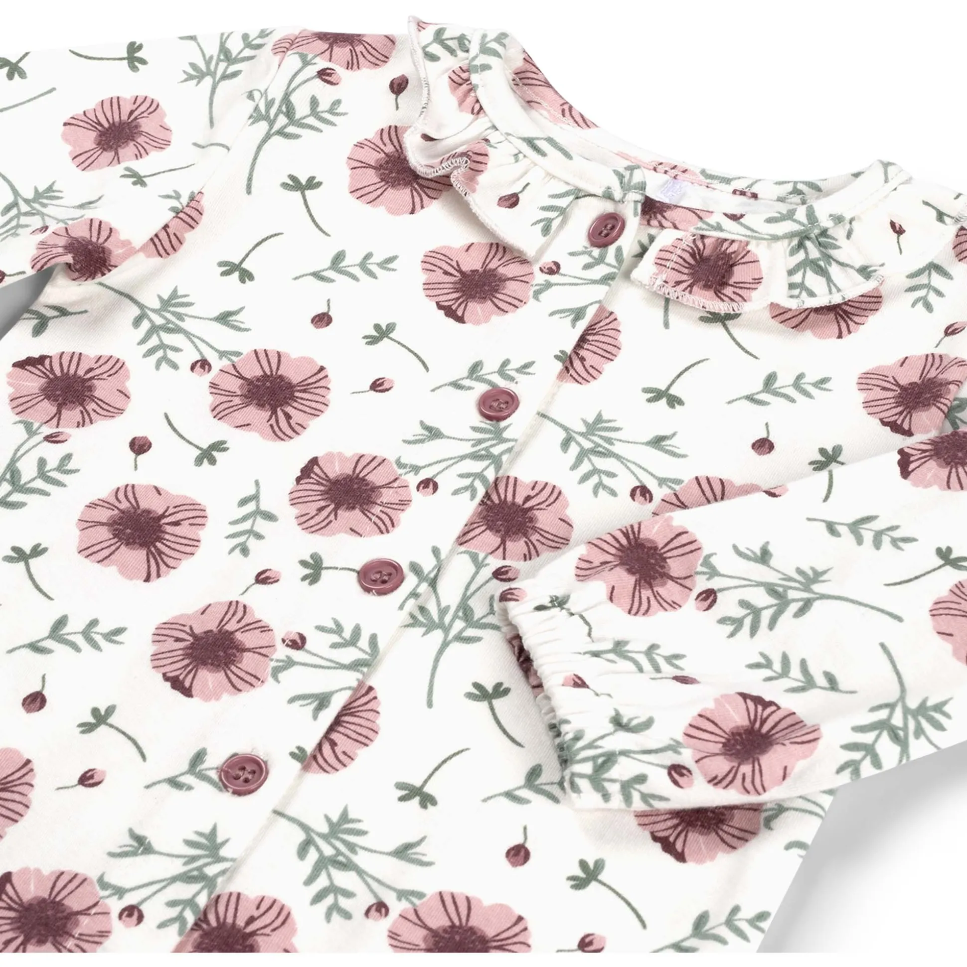 Prénatal newborn body lange mouwen bloemen wit