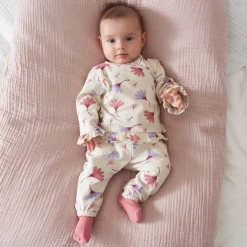 Prénatal newborn broek  bloemen beige