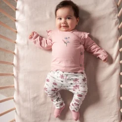 Prénatal newborn broek  bloemen roze