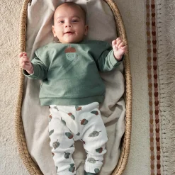 Prénatal newborn broek wafel  all over print wit