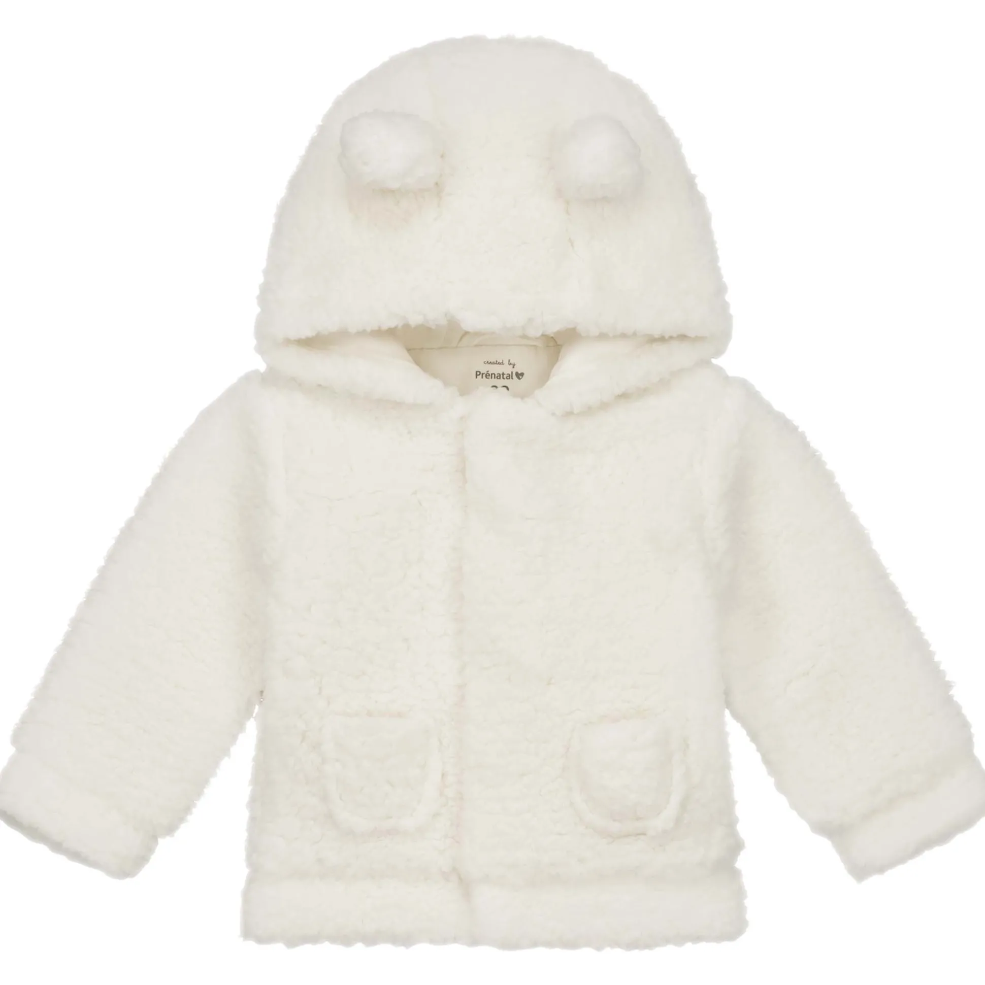 Prénatal newborn jas teddy lange mouwen effen wit