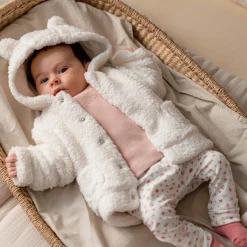 Prénatal newborn jas teddy lange mouwen effen wit