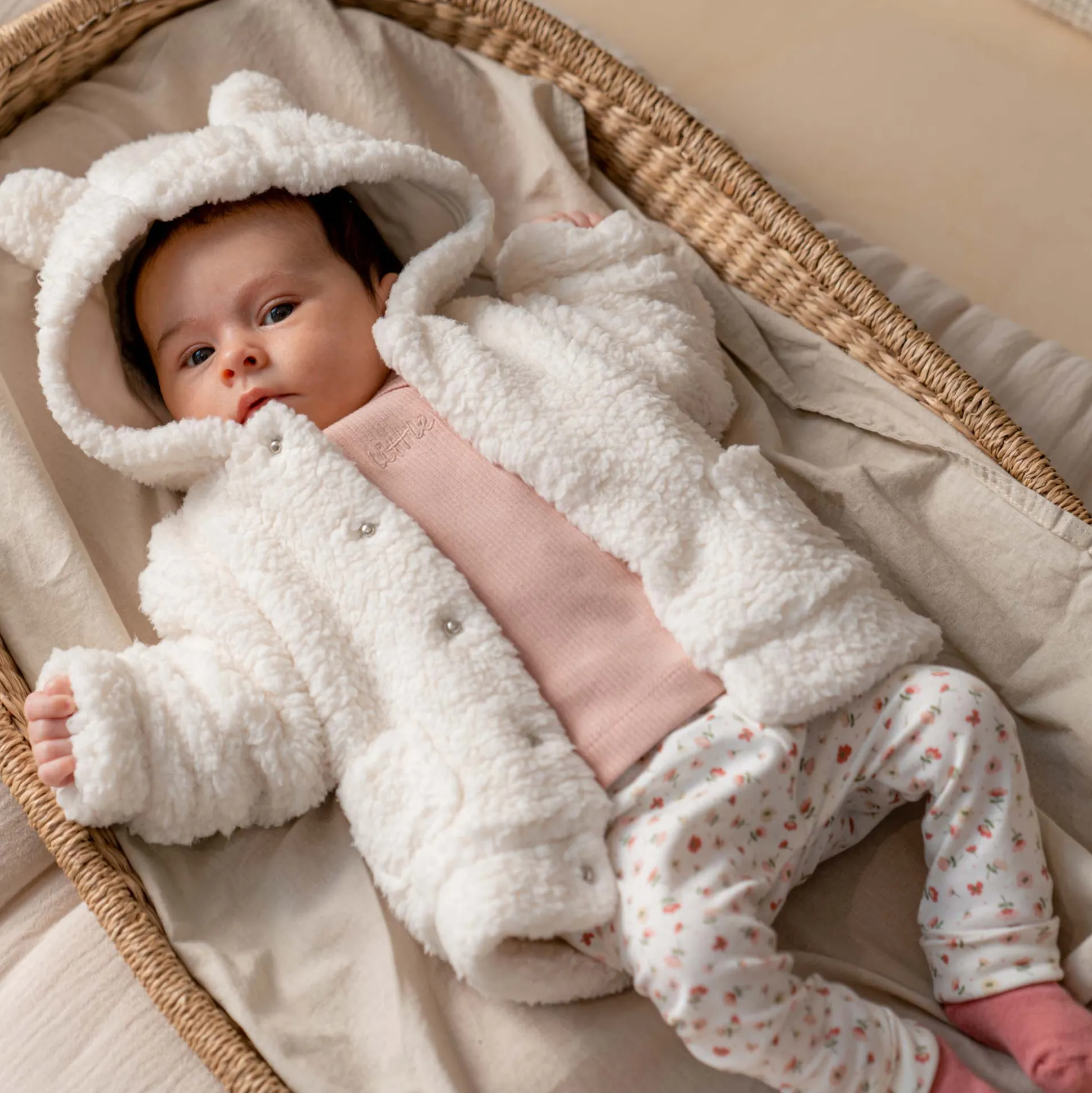 Prénatal newborn jas teddy lange mouwen effen wit