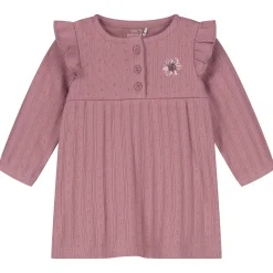 Prénatal newborn jurk ajour lange mouwen effen roze